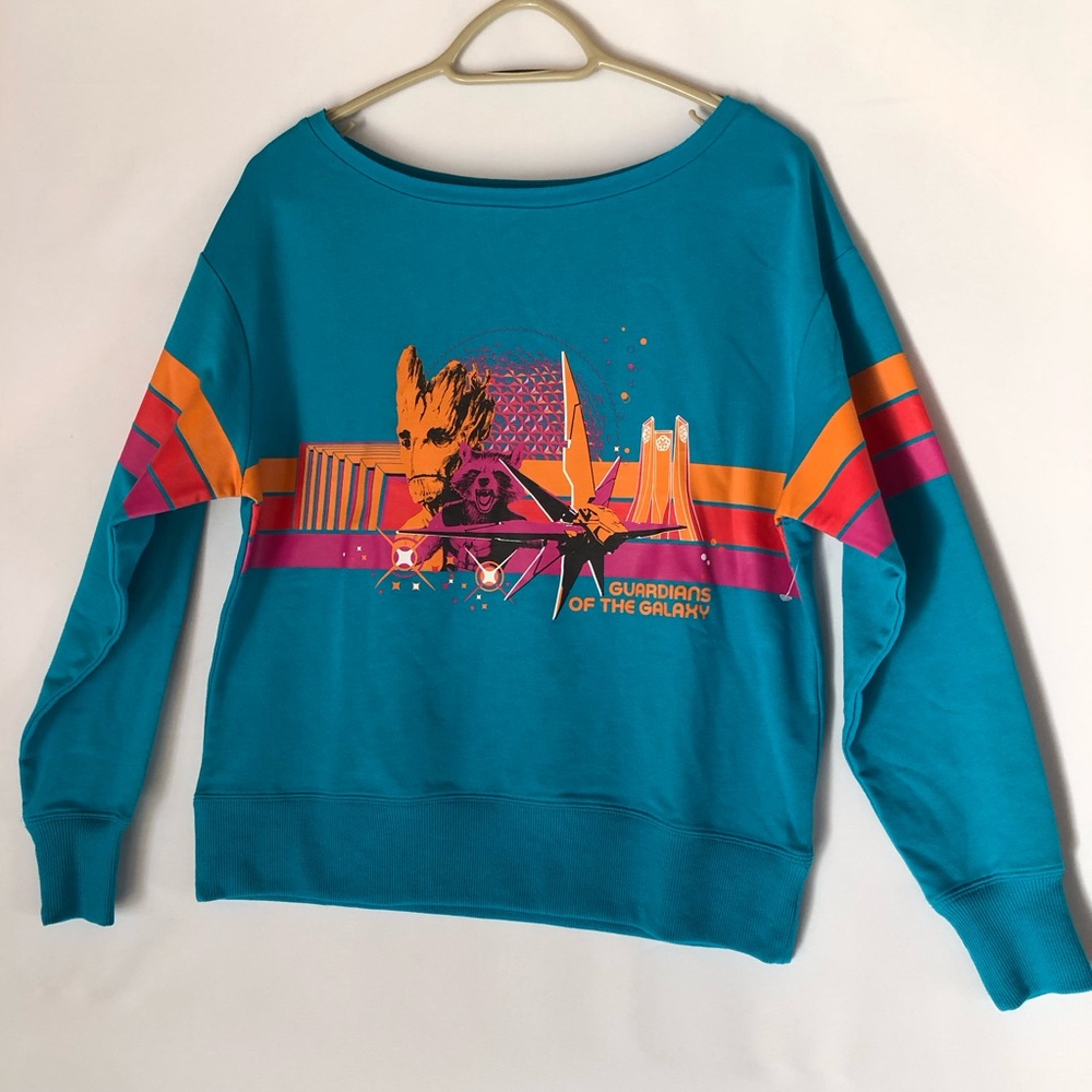 Marvel Guardians of the Galaxy Retro Epcot Sweatshirt XS Teal Disney Parks